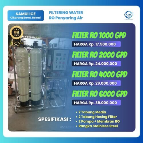 Filter RO SAMUI ICE – Mesin Penyaring Air RO Kapasitas 1000–6000 GPD Filter RO SAMUI ICE – Mesin Penyaring Air RO Kapasitas 1000–6000 GPD