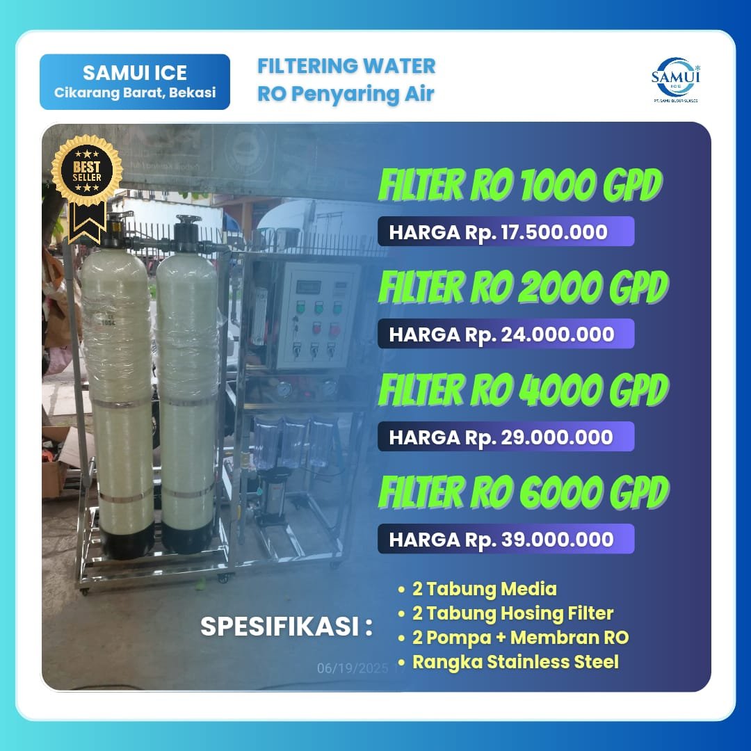 Filter RO SAMUI ICE – Mesin Penyaring Air RO Kapasitas 1000–6000 GPD